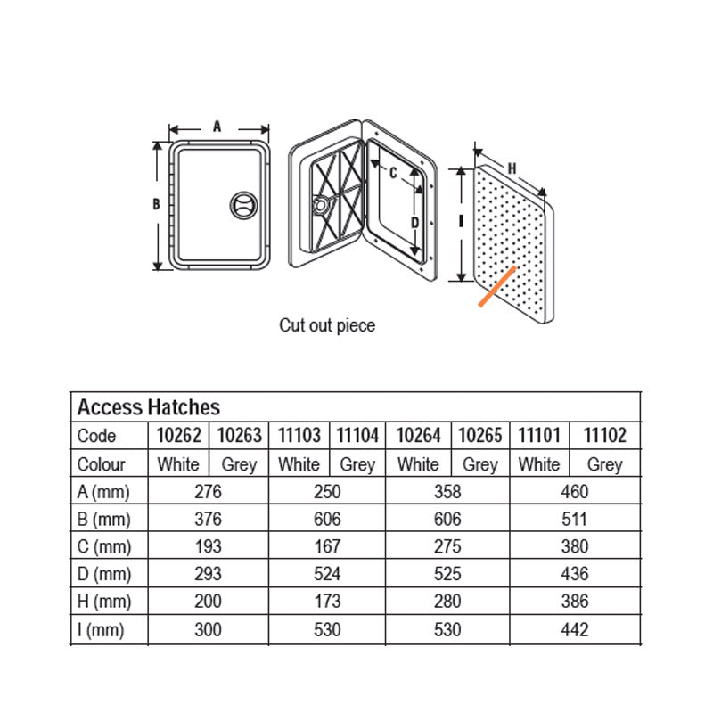 Lalizas Inspection Access Hatch 358 x 606mm