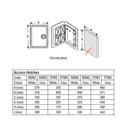 Lalizas Inspection Access Hatch 358 x 606mm