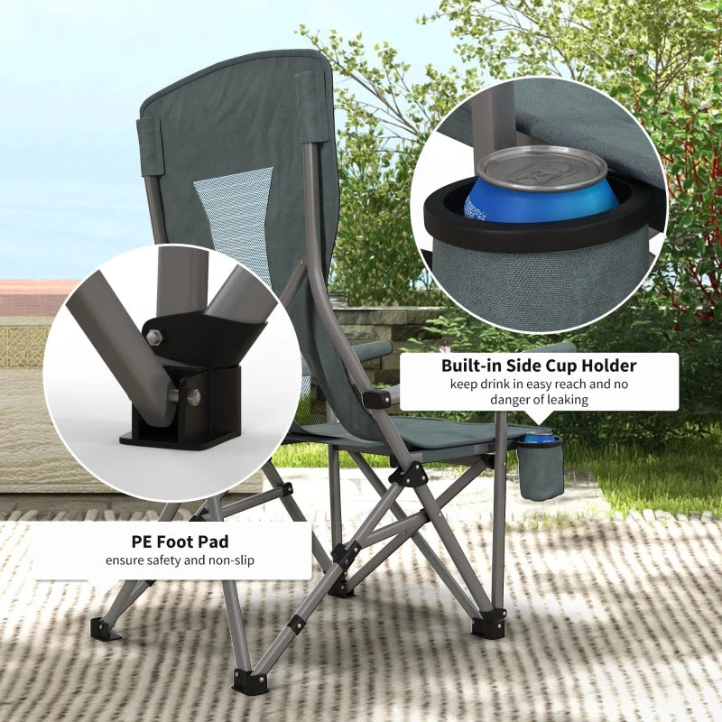 Foldable Portable Camping Chair With Cup Holders