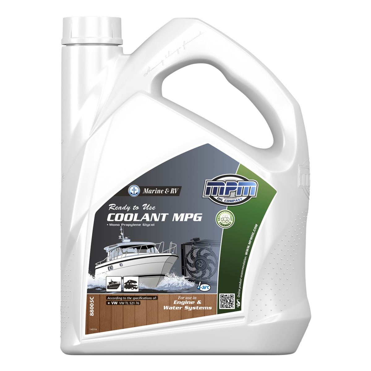 MPM Marine & RV Ready To Use Coolant Mono Propylene Glycol - 5 Litre