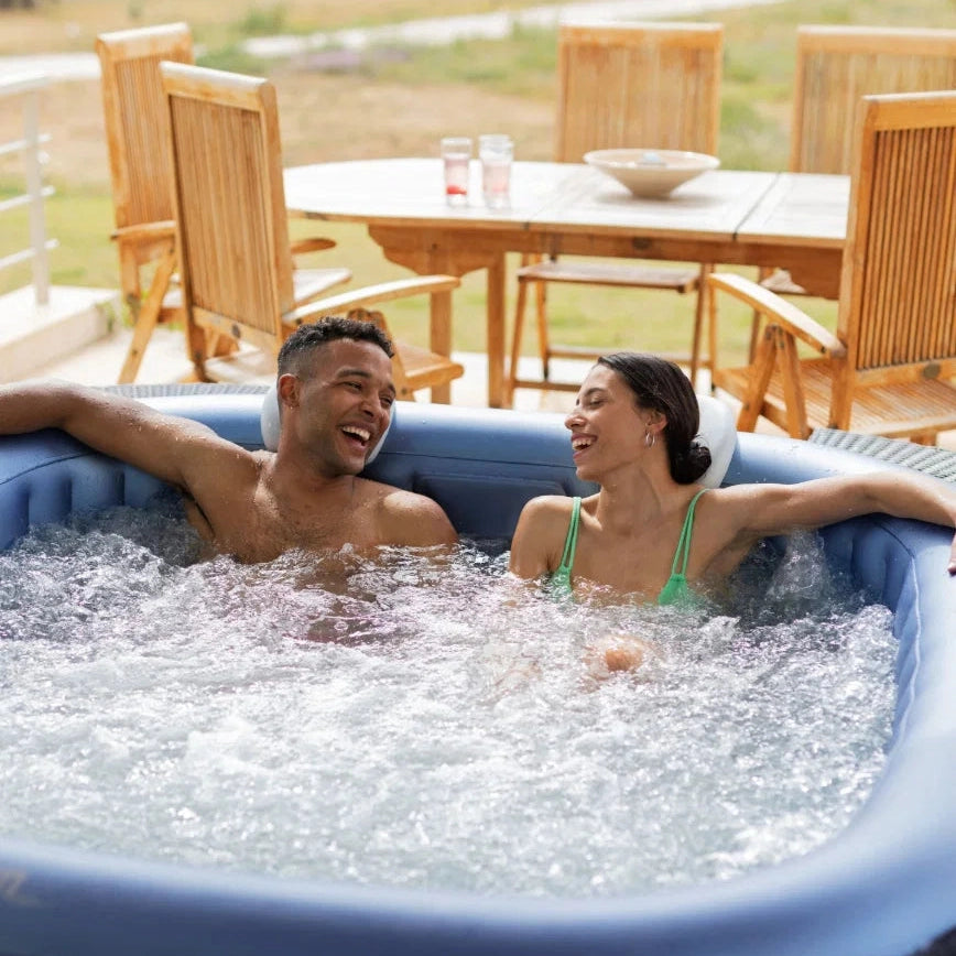 MSpa Comfort Tekapo 6 Person Square Black and Blue Inflatable Hot Tub