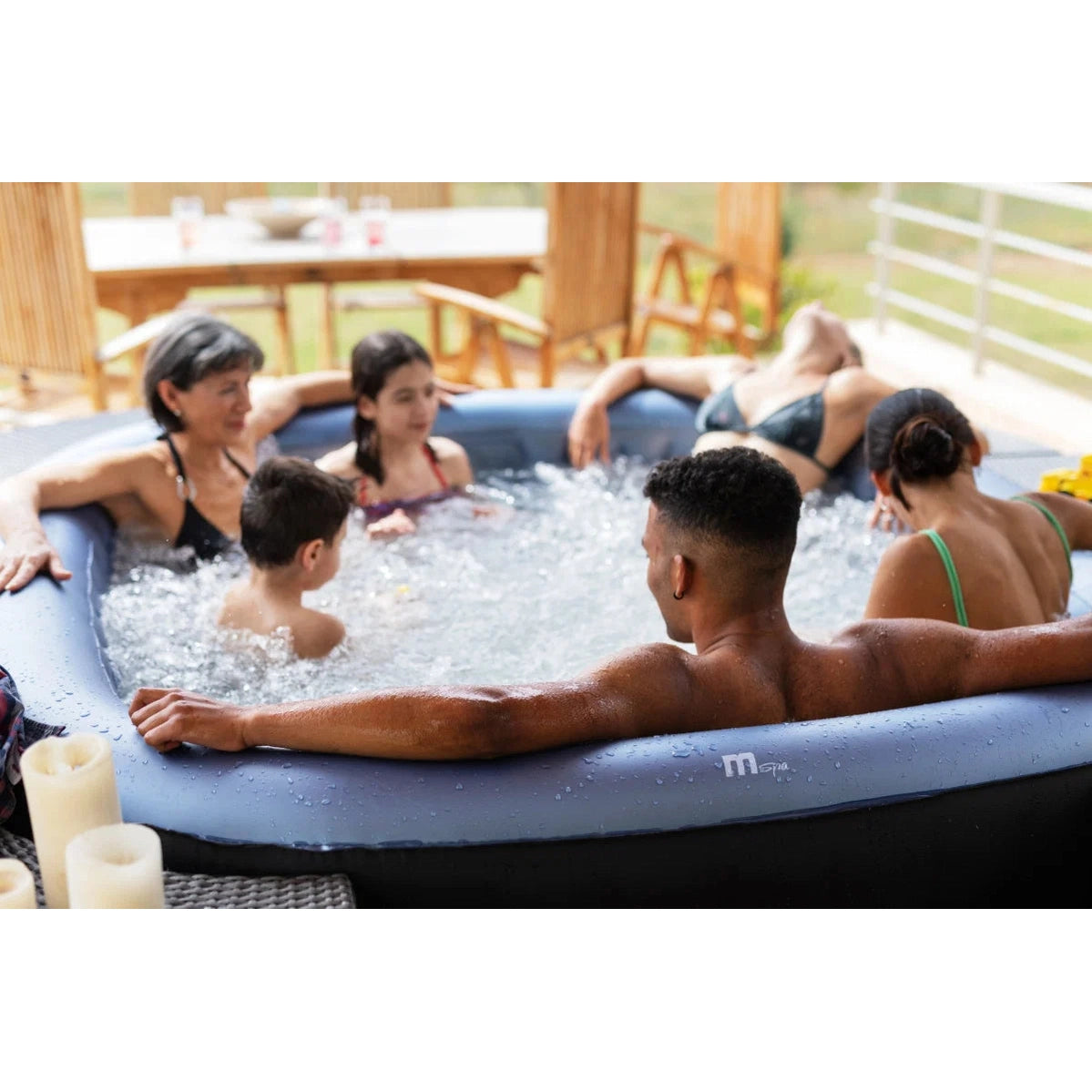 MSpa Comfort Tekapo 6 Person Square Black and Blue Inflatable Hot Tub