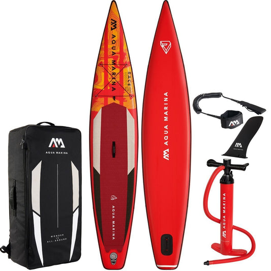 Aqua Marina Race iSUP 12' 6" / 14' 0" Inflatable Paddle Board w/ Coil Leash