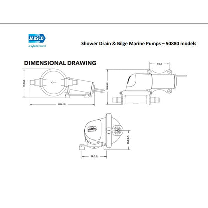 Jabsco 50880 Series Self-Priming Diaphragm Bilge And Shower Pump - 16 LPM