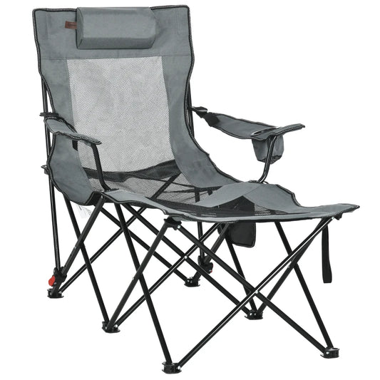 Foldable Reclining Garden Chair With Footrest And Adjustable Backrest