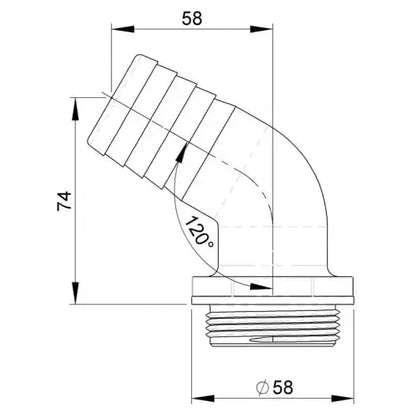 TruDesign Aquavalve 120 Degree Hose Tail