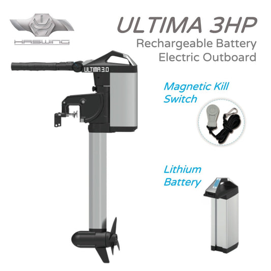 HASWING Ultima 3HP Electric Outboard, with Integrated Lithium Battery, 63cm shaft