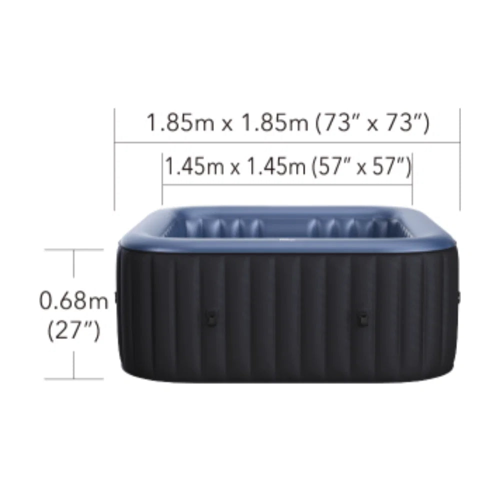 MSpa Comfort Tekapo 6 Person Square Black and Blue Inflatable Hot Tub