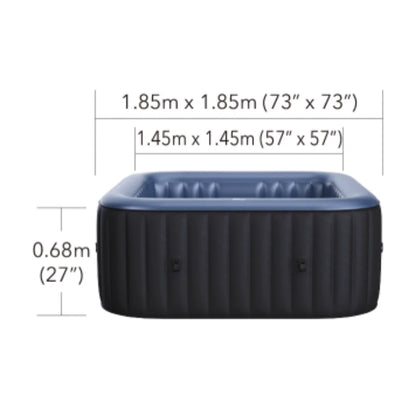 MSpa Comfort Tekapo 6 Person Square Black and Blue Inflatable Hot Tub