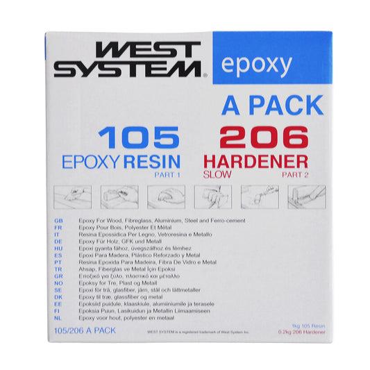 West System A Pack Slow Curing Epoxy 105 Resin + 206 Slow Hardener