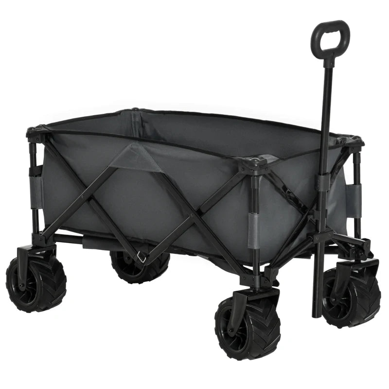 Outsunny Outdoor Pull Along Folding Cargo Wagon Trolley