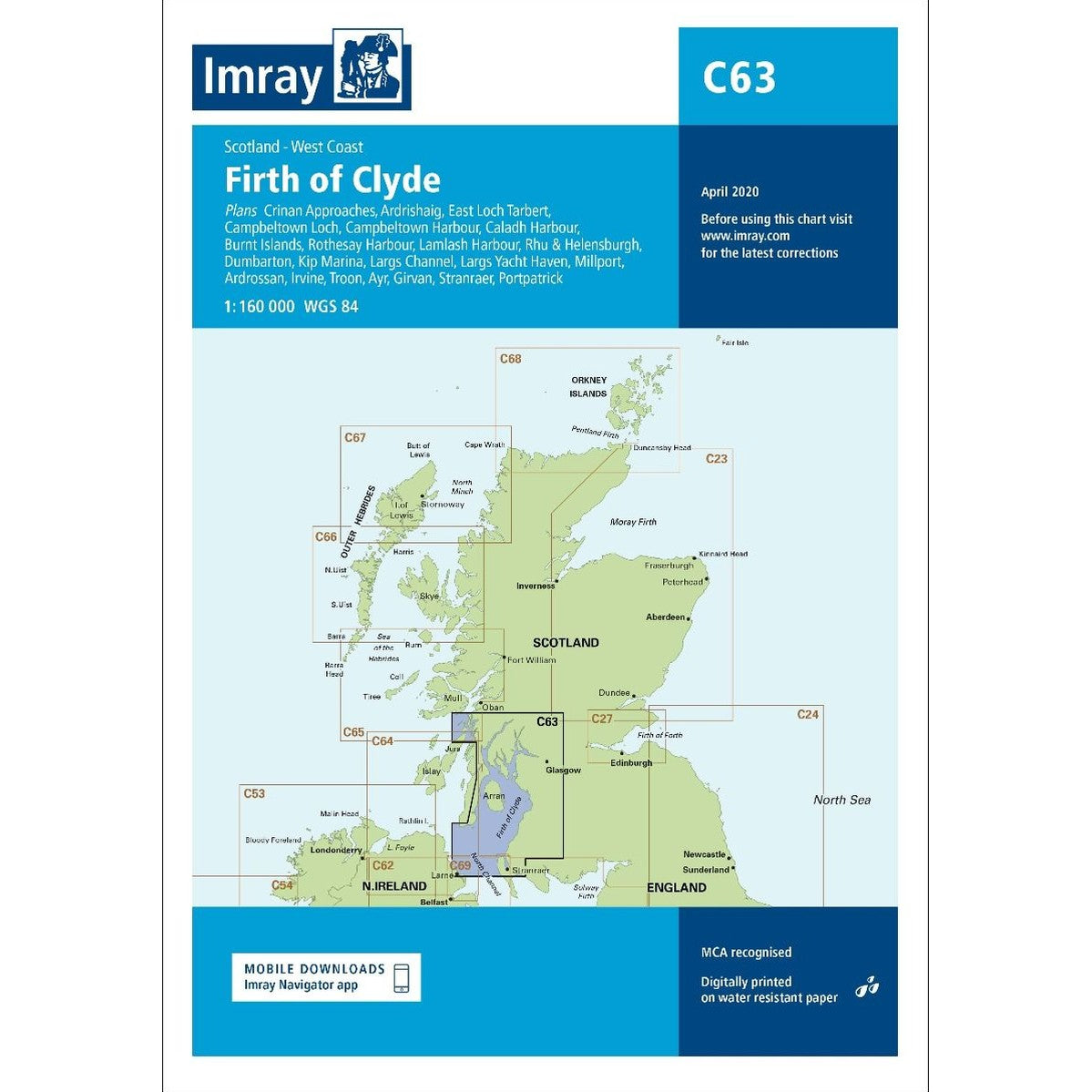 Imray C Series Nautical Navigation Charts - British Isle/EU