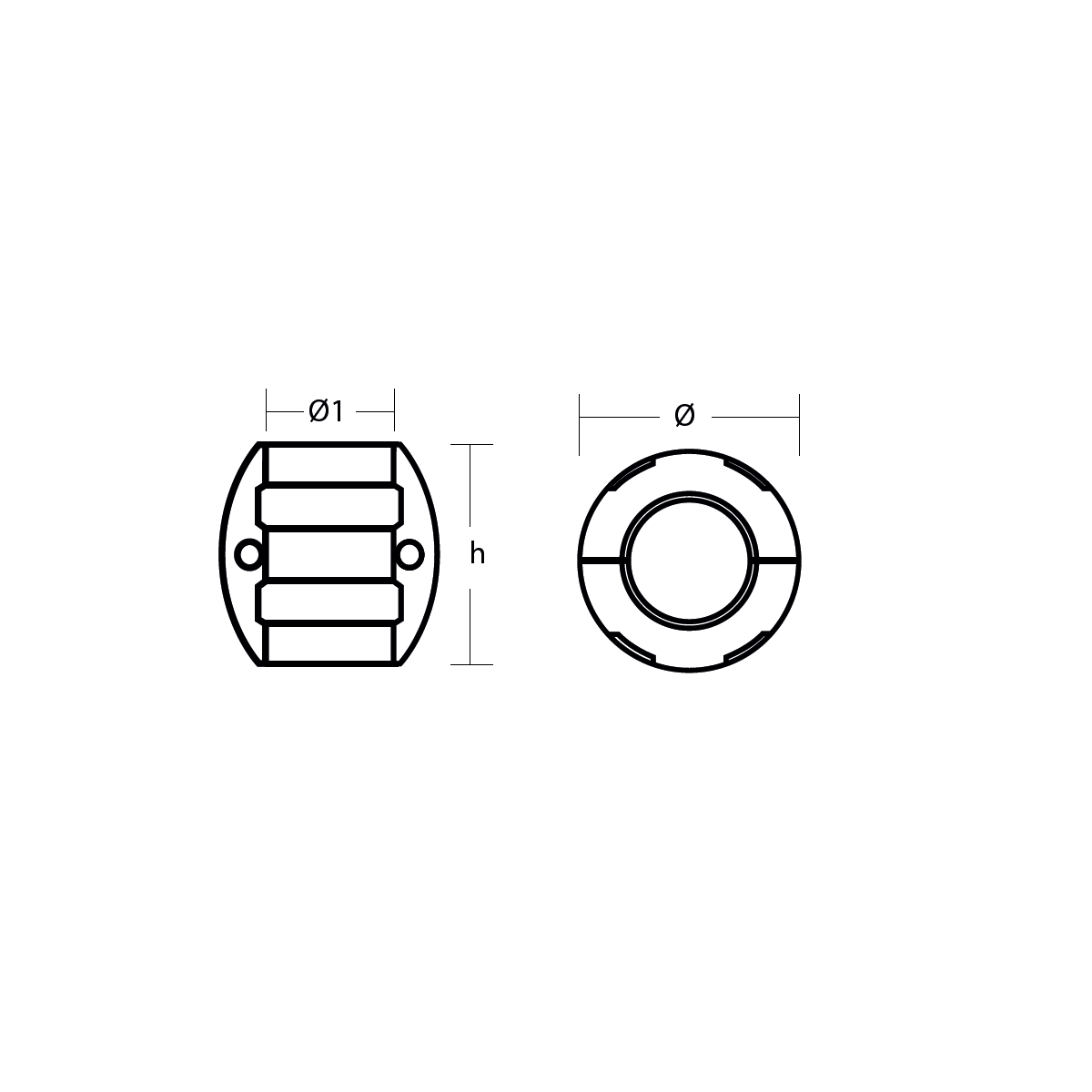 Tecnoseal Standard Egg Type Shaft Anode - Zinc