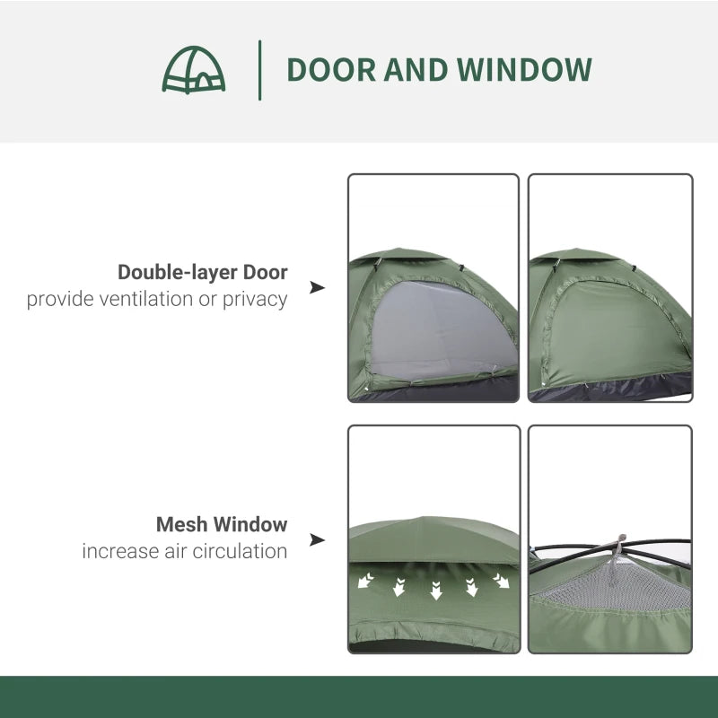 Outsunny Waterproof Camping Tent With Zipped Doors - 1/2 Person