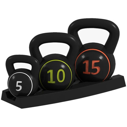 SPORTNOW Three-Piece Kettlebell Set With Storage Tray