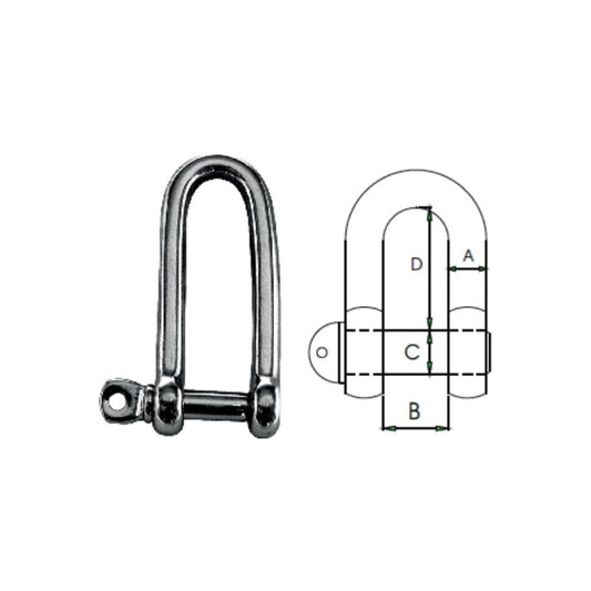 Waveline Stainless Steel Long D Shackle