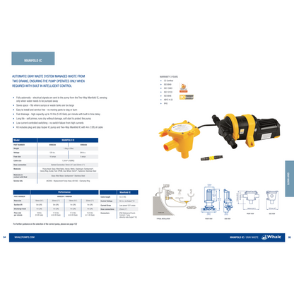 Whale WM8284 / WM8484 Grey IC High Capacity Shower & Waste Water Pump Kit
