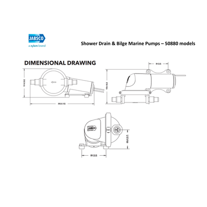 Jabsco 50880 Series Self-Priming Diaphragm Bilge And Shower Pump - 16 LPM