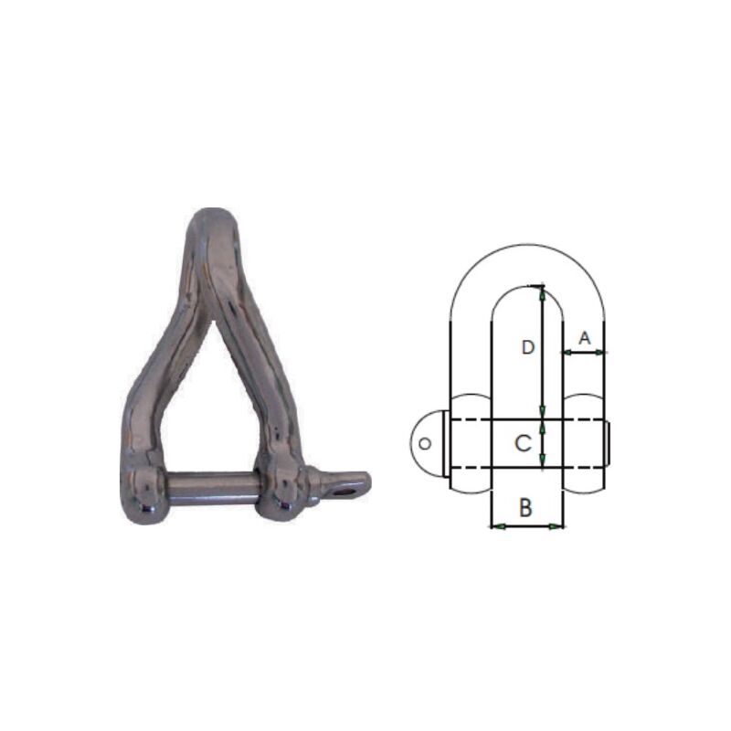Waveline Stainless Steel Twisted D Shackle