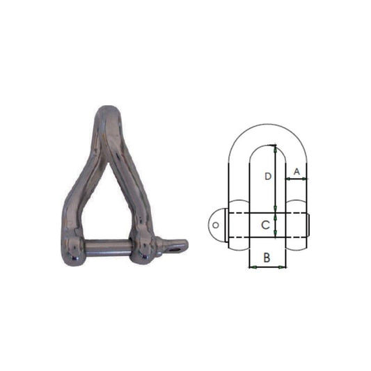 Waveline Stainless Steel Twisted D Shackle