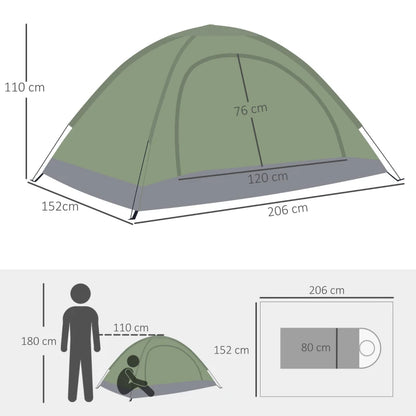 Outsunny Waterproof Camping Tent With Zipped Doors - 1/2 Person