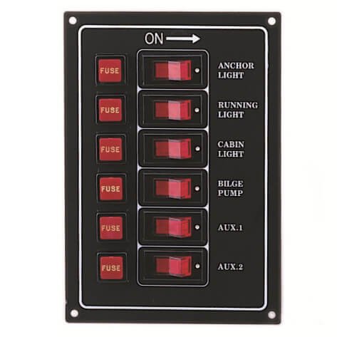 6 Gang LED Marine Vertical Switch Panel