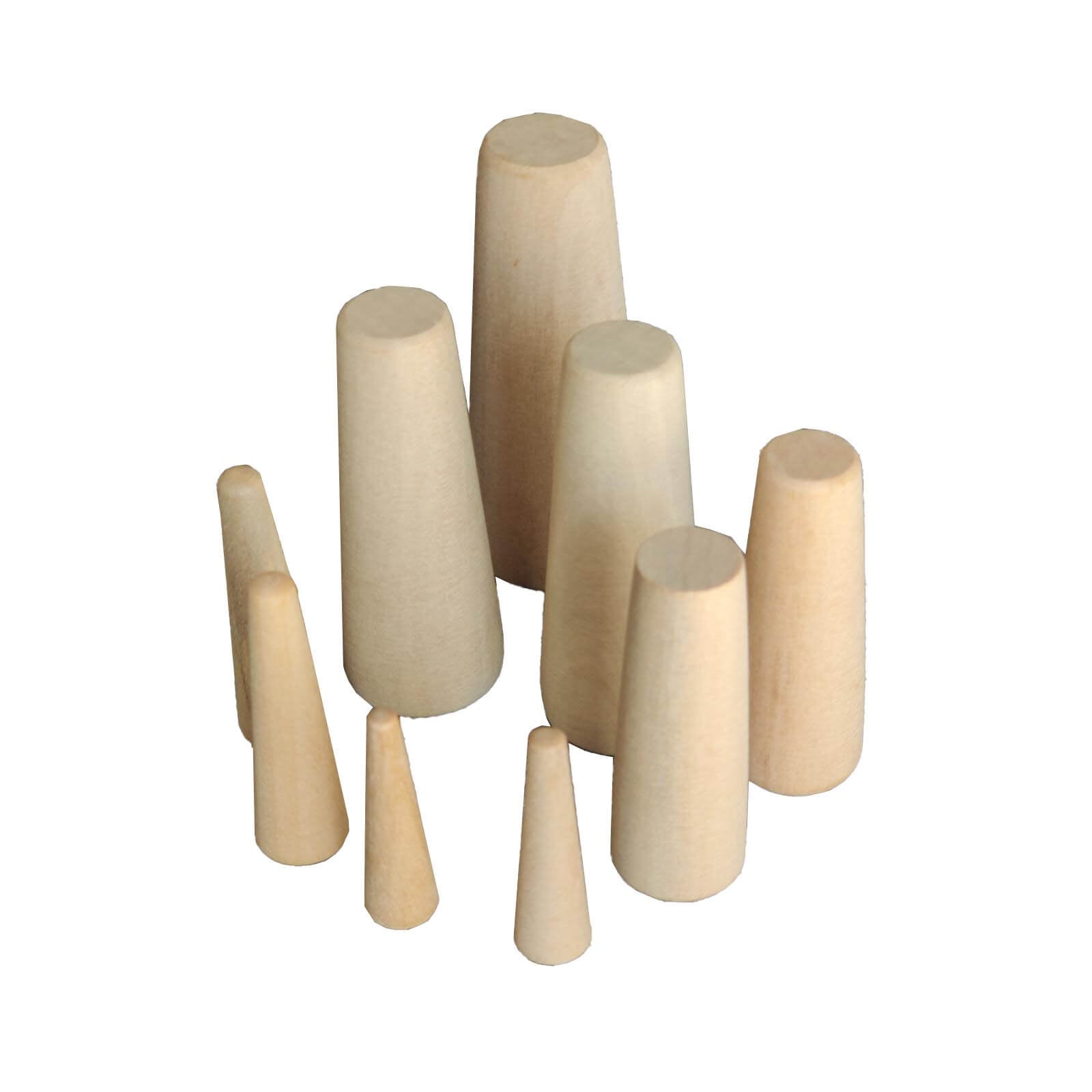 Set of 9 Small Conical Wooden Safety Plugs - Up to 35mm