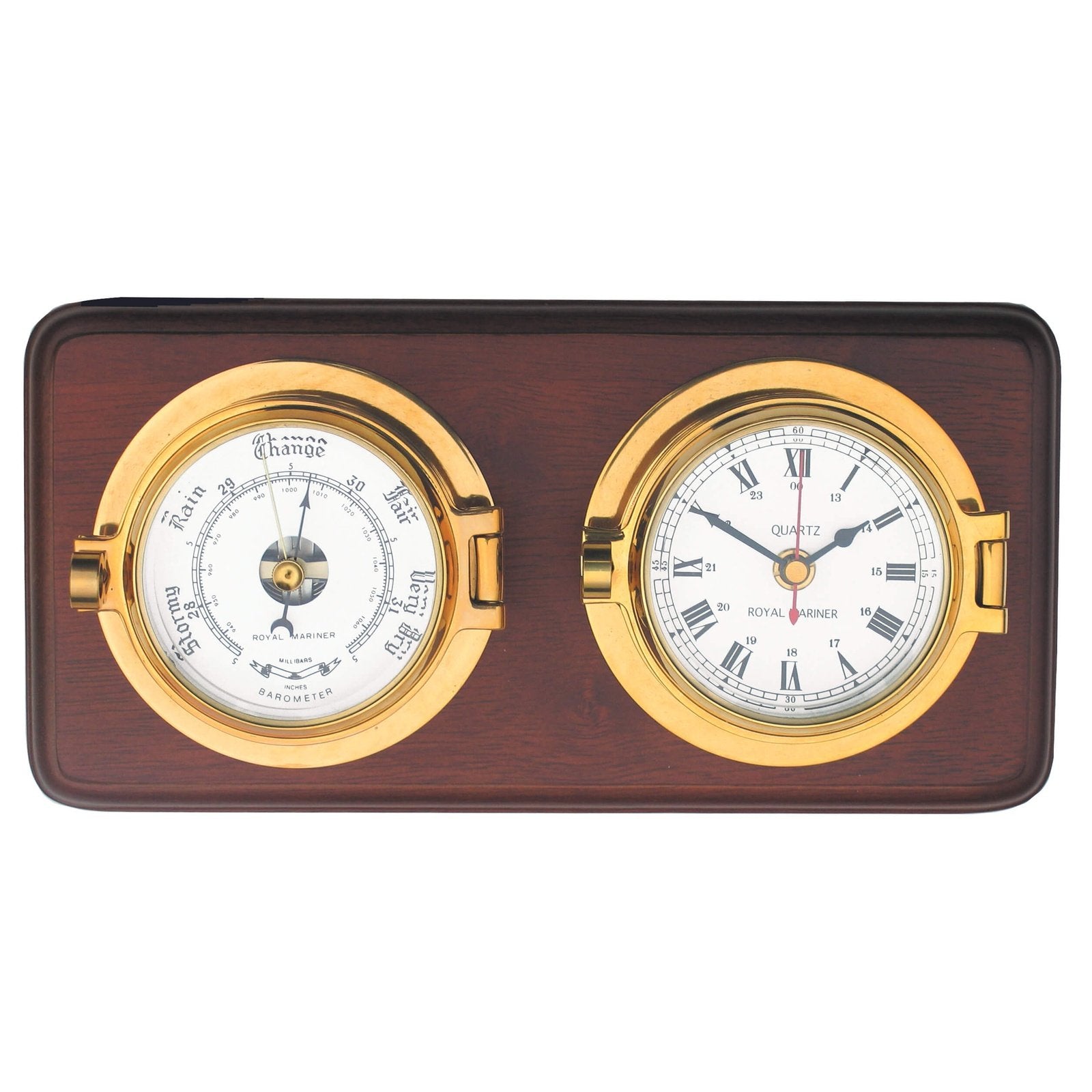 Channel Range Brass Clock And Barometer