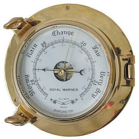 Large Porthole Brass Barometer