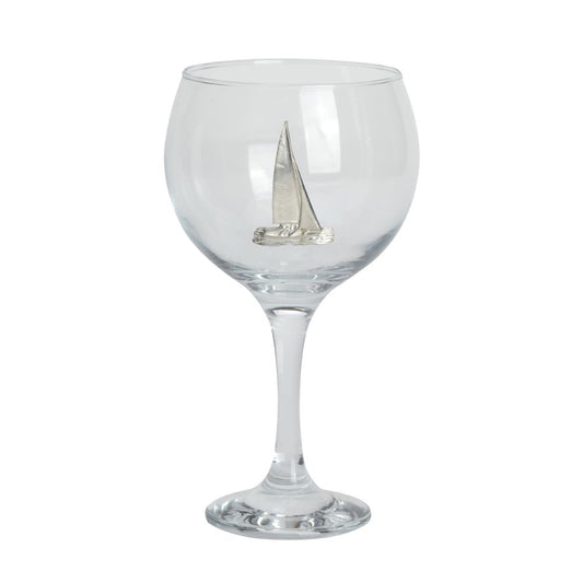 Nauticalia Gin Glass With Pewter Yacht Badge