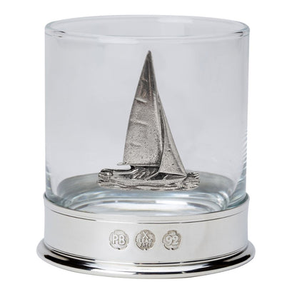 Nauticalia Pewter-mounted Whisky Tumbler With Yacht Badge