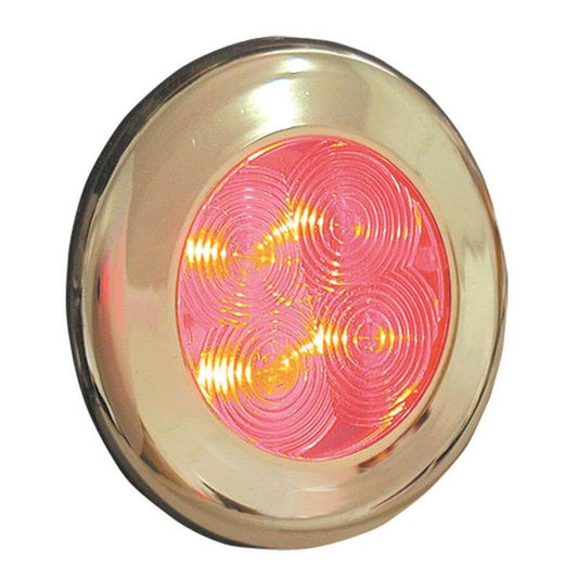 LED Interior / Exterior Lights - Red Light, Brass Housing