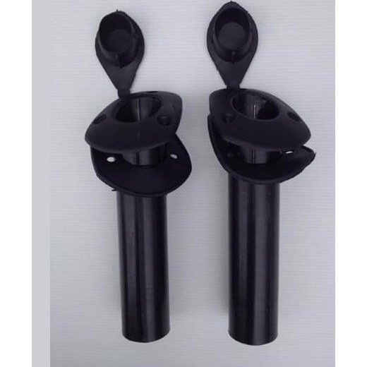 Pair Of Plastic Fishing Rod Holder With Cap - Black