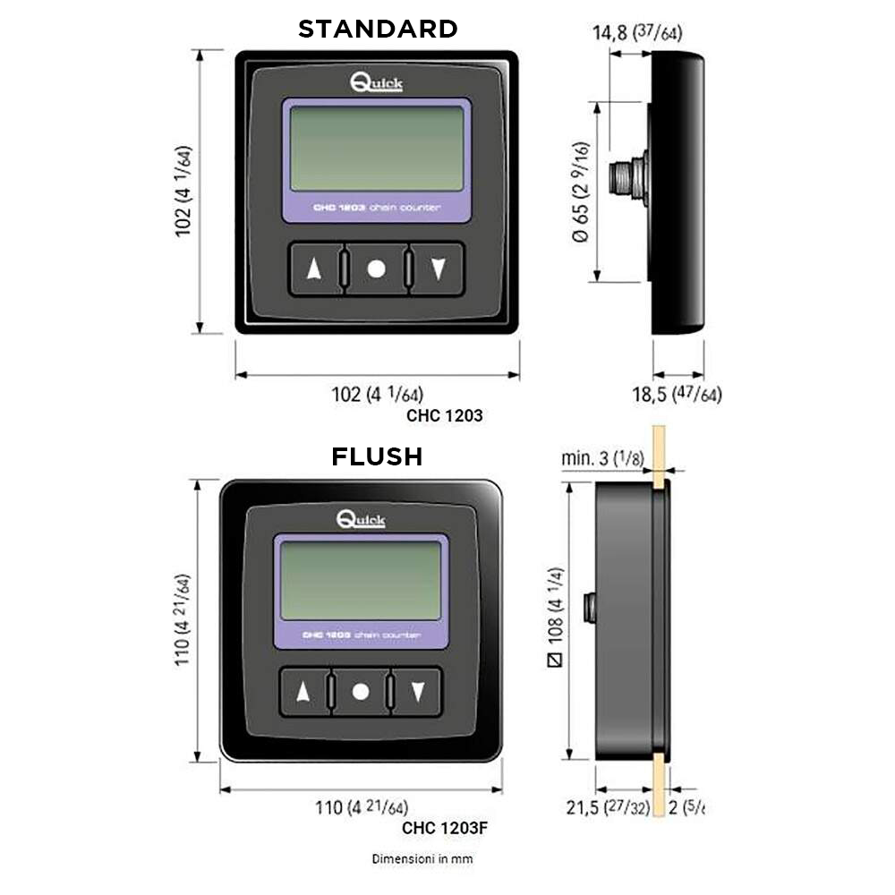 Quick CHC 1203 Panel Display Chain Counter & Windlass Switch - Flush