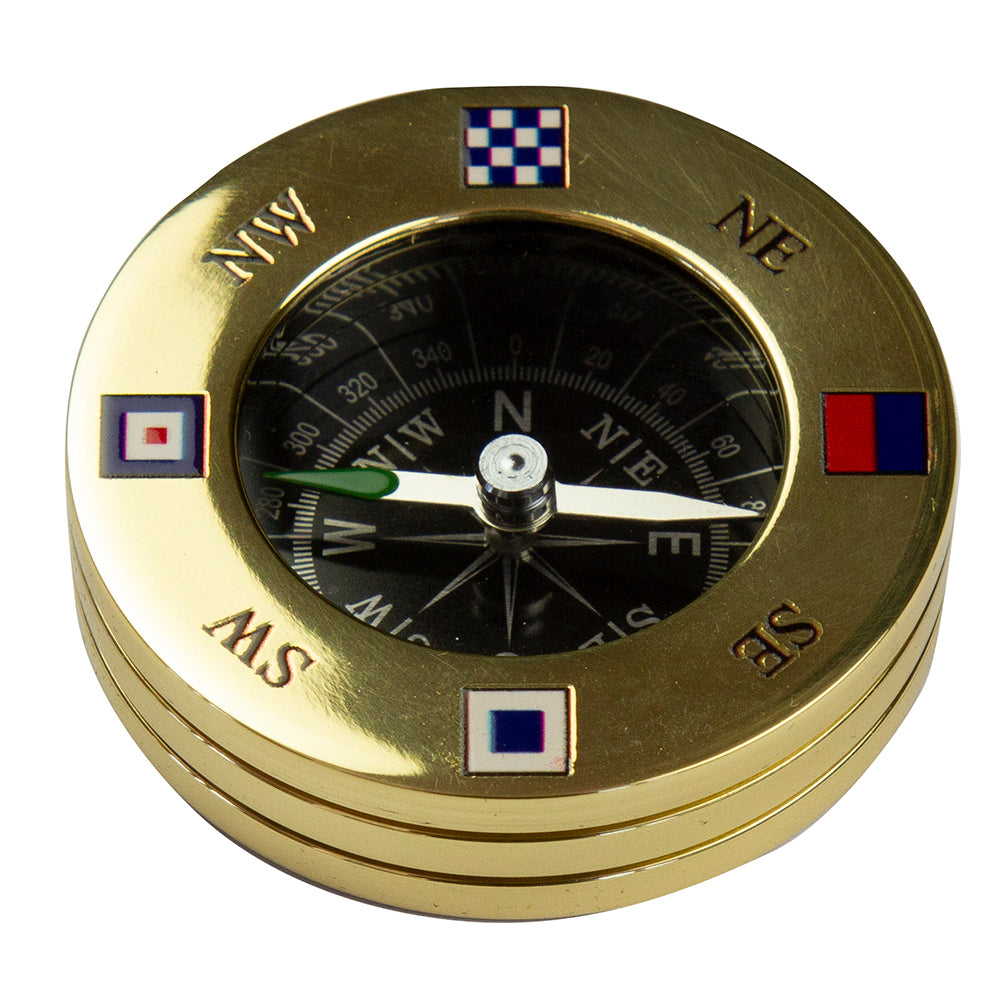 Nauticalia NSEW Code Flag Compass Brass Paperweight