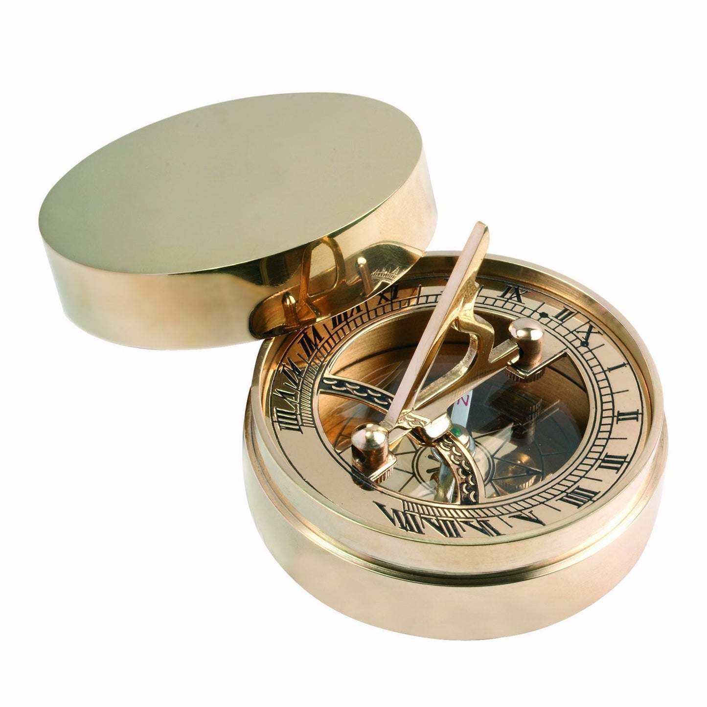 Nauticalia Brass Pocket Compass & Sundial - 7cm