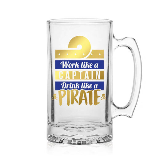 Glass Tankard Pint - Work like a Captain