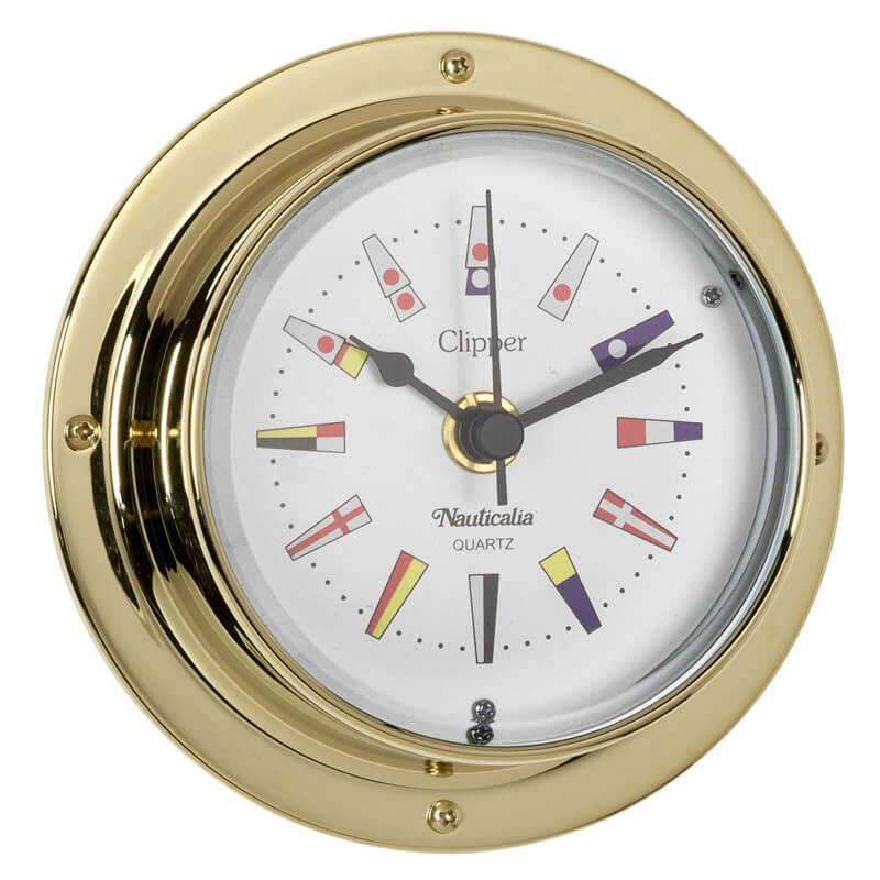 Antique Clipper Clock Code Flag - Brass - 120mm
