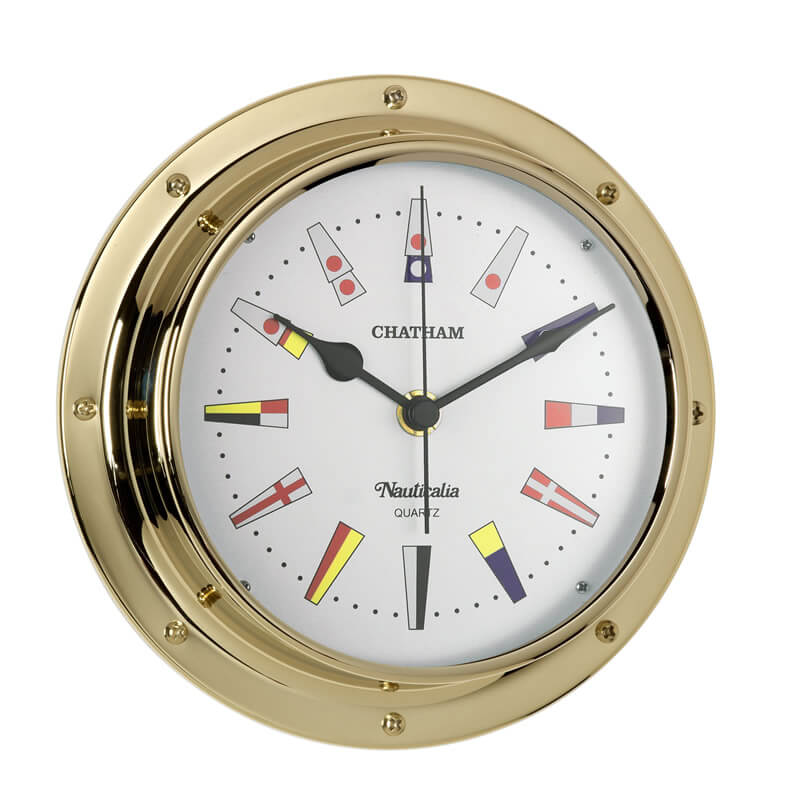 Antique Chatham Nautical Code Flag Clock - Brass - 180mm