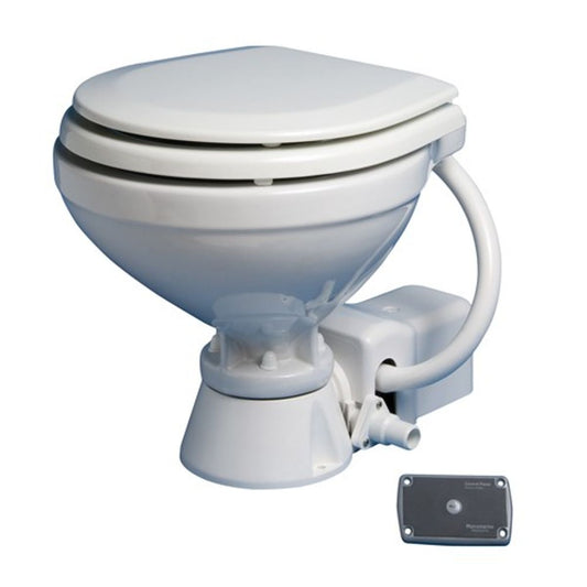 Ocean Electric Standard Wooden Seat Compact Toilet - 12V