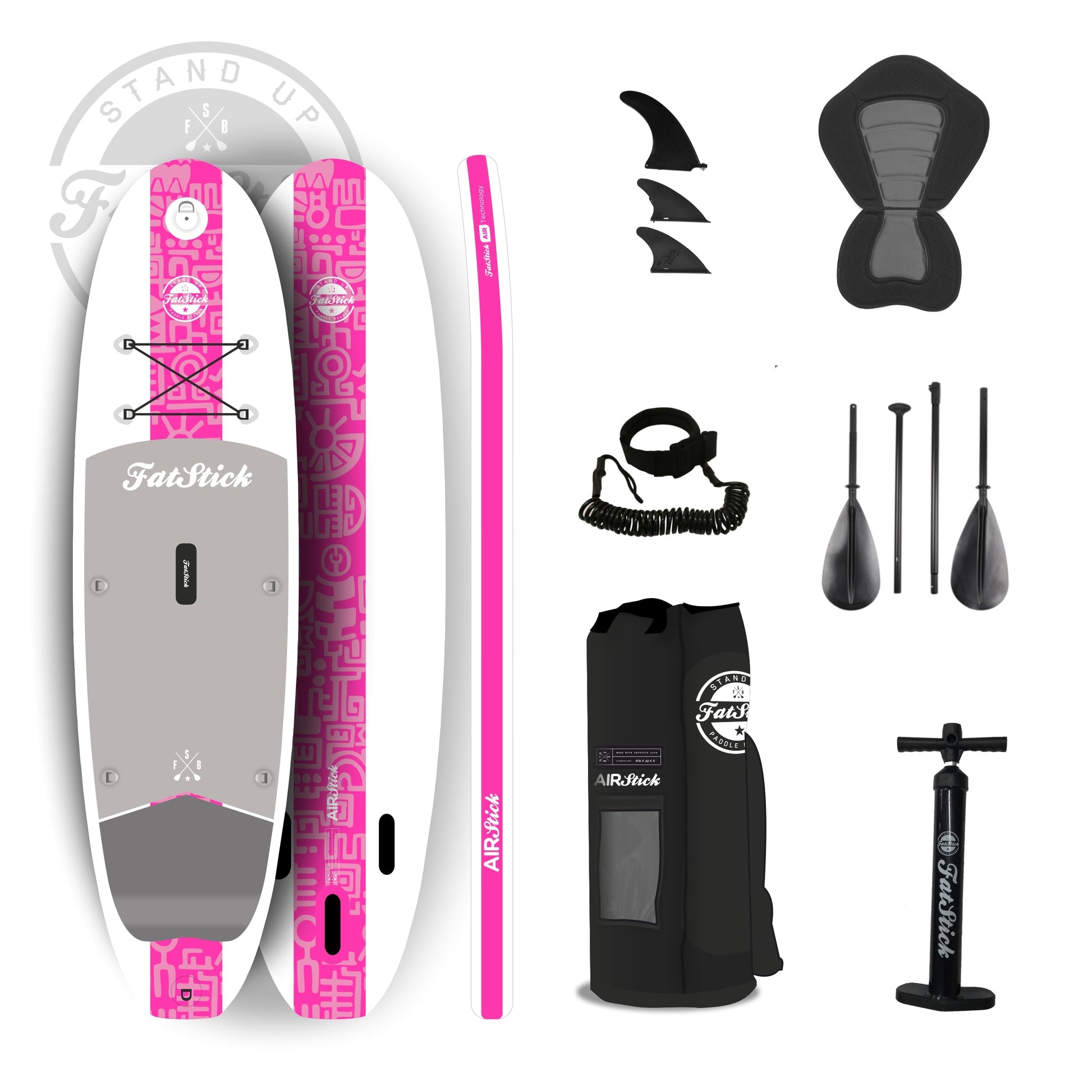 FatStick Air Stick Pink 10'6 Inflatable Paddle Board SUP Package