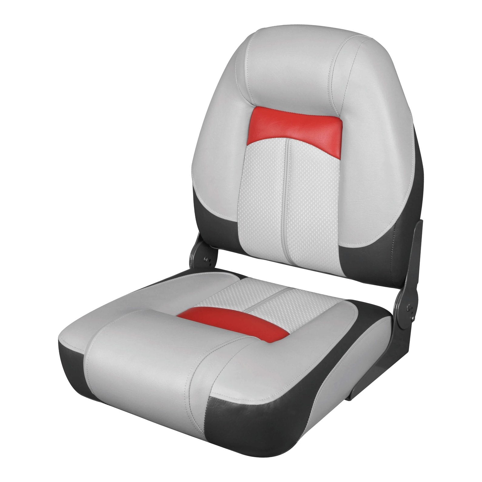 Luxury Deluxe High back Folding Seat - Grey, Charcoal and Red