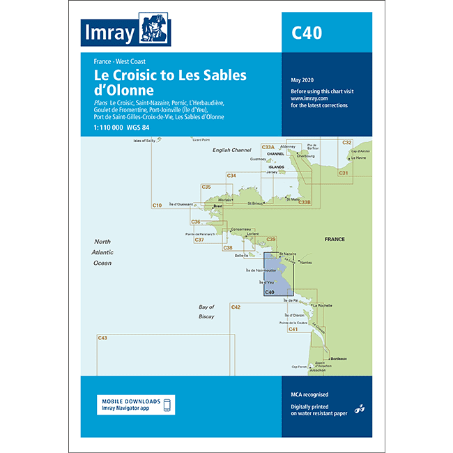 Imray Chart C40 - Le Crosic to Les Sables d'Olonne