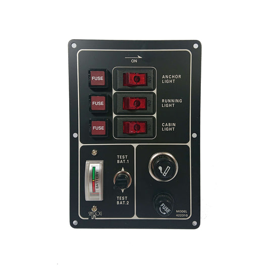 3 Gang Switch Panel With 12v Lighter & Battery Test