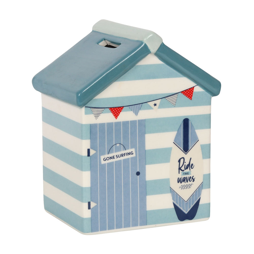 Beach Hut Ceramic Money Piggy Bank Box