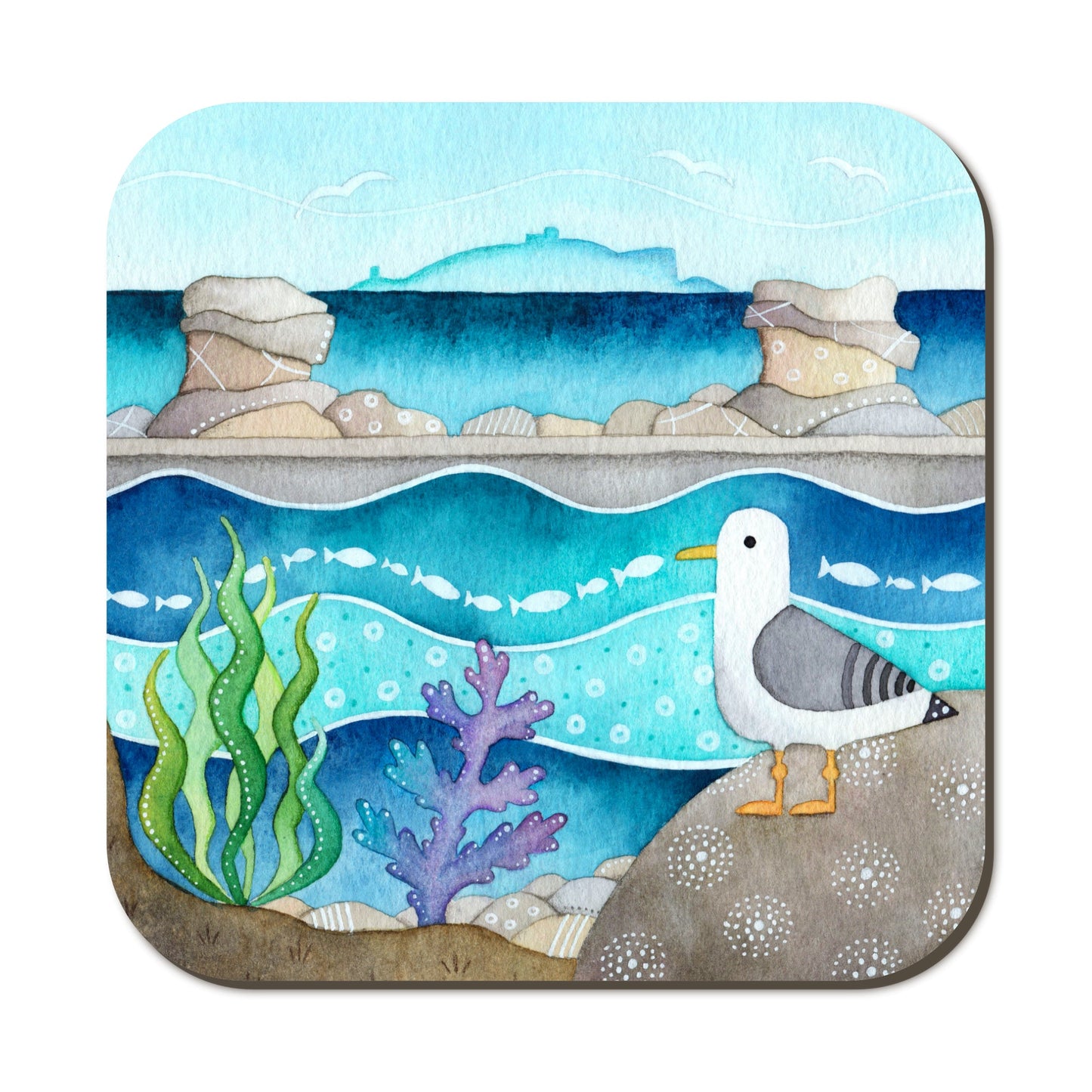 Coaster Set x 4 - Seaside Watercolours from the East Neuk