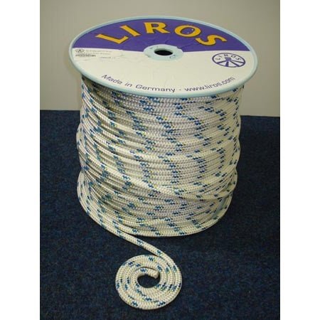 Liros Braid on Braid Yacht Rope - 14mm - Blue Flecks - Full 100m Coil