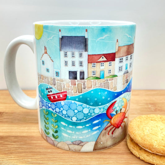 Mug - Crail Harbour & Crab - Seaside Watercolours, East Neuk of Fife