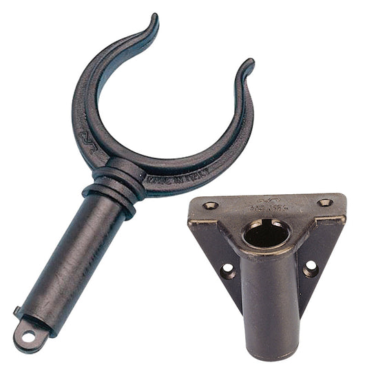 Side Mount Oarlock Socket & Oarlock Black - 20mm