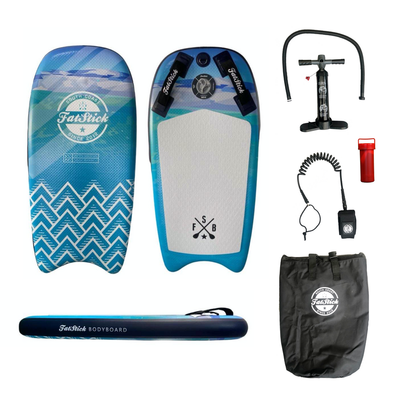 FatStick Inflatable Body Board With Leash, Pump & Repair Kit